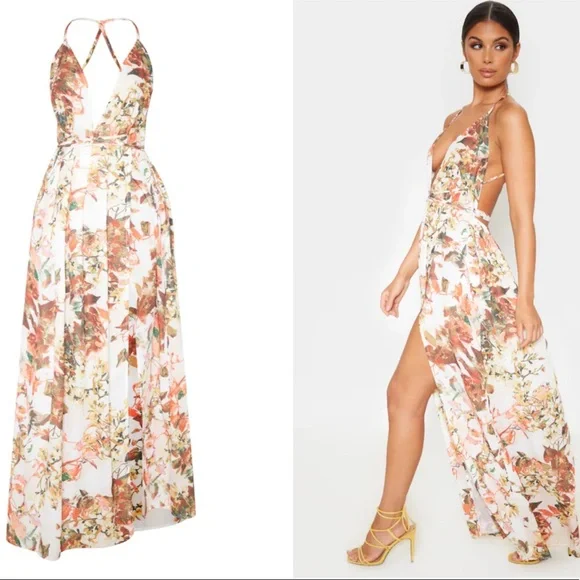 chinese dress ladies Arizona White Floral Print Maxi Dress - 18